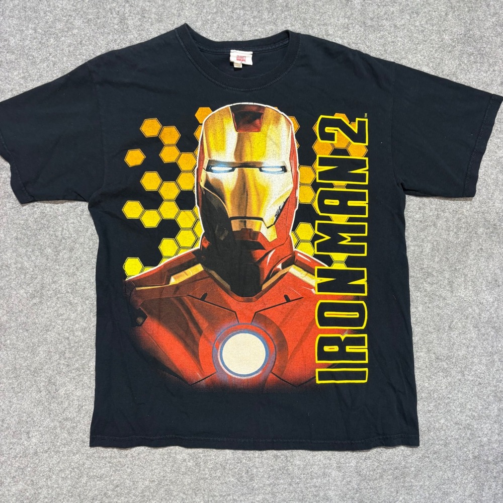 Marvel Iron Man 2 Movie Promo T-Shirt Black 2010 Mens Large Graphic Tee